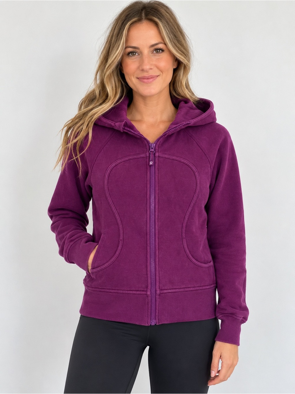 Vintage Lululemon Scuba Full Zip Hoodie Purple Plum Fleece Size 8